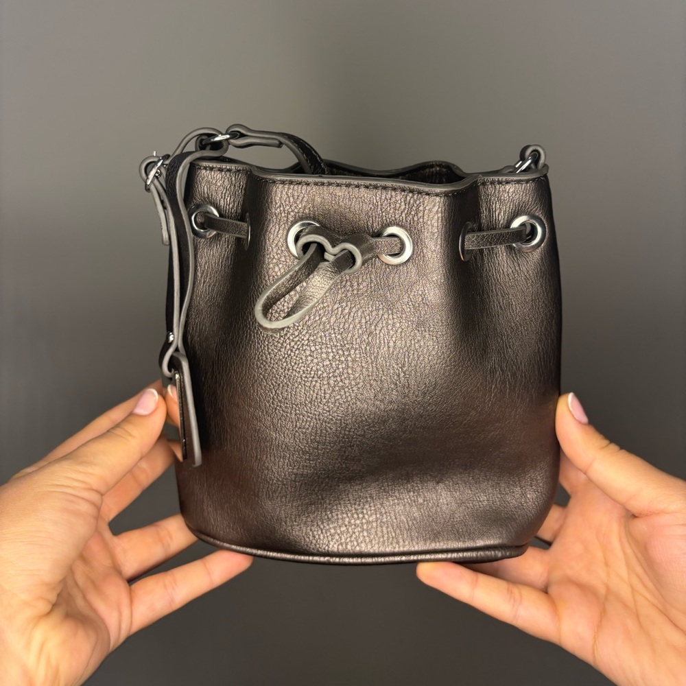 Metallic Bucket Crossbody Bag